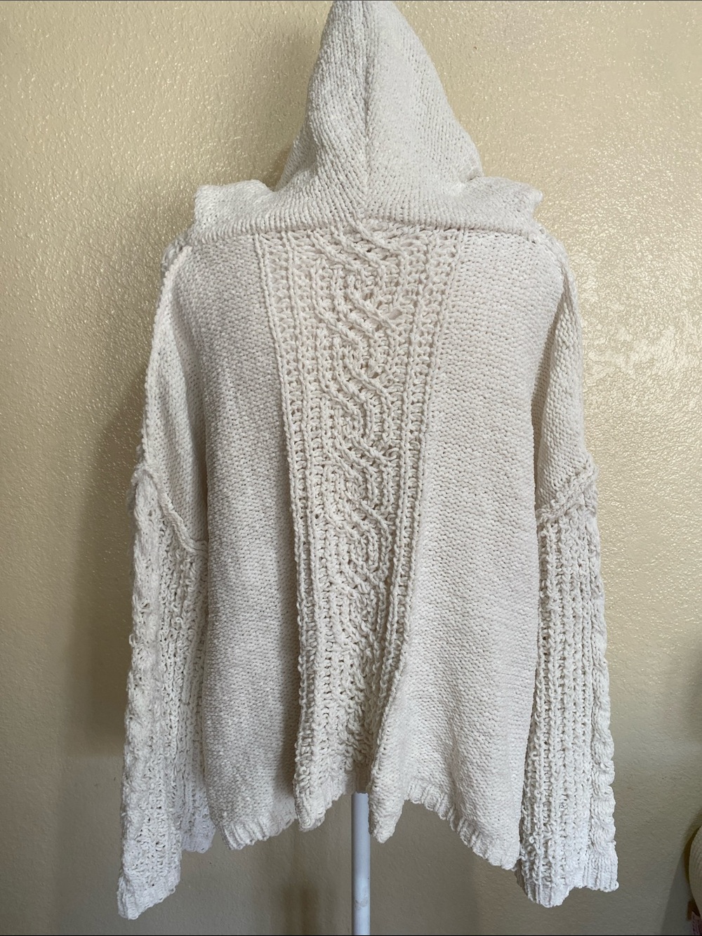 POL Chunky Cable Knit Hooded Pullover Sweater Slouchy Boho - Picture 2 of 6